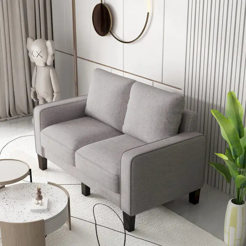 Modern Loveseat with Coil Spring Cushions & Removable Covers