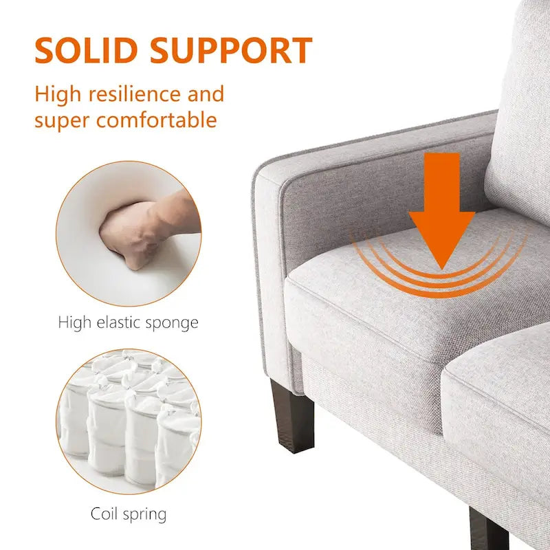 Modern Loveseat with Coil Spring Cushions & Removable Covers