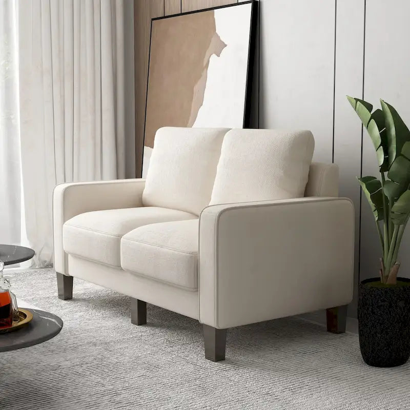 Modern Loveseat with Coil Spring Cushions & Removable Covers