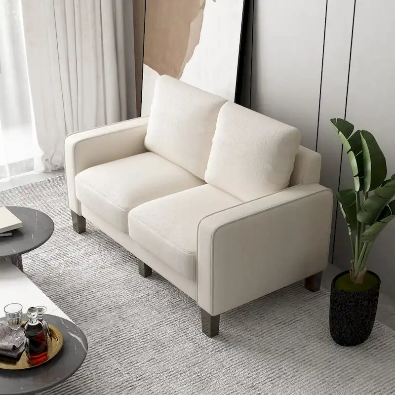 Modern Loveseat with Coil Spring Cushions & Removable Covers