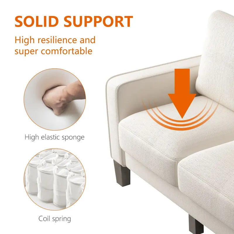 Modern Loveseat with Coil Spring Cushions & Removable Covers