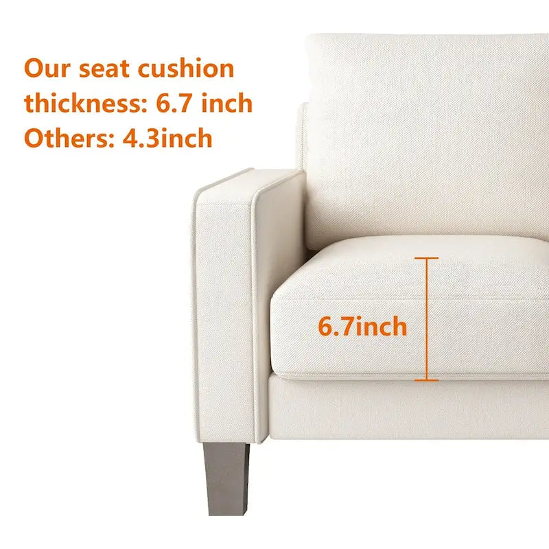 Modern Loveseat with Coil Spring Cushions & Removable Covers