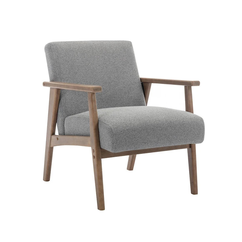 Fabric Accent Armchair with Rubberwood Legs