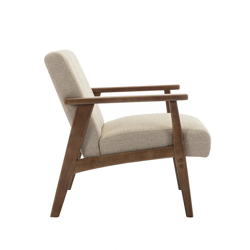 Fabric Accent Armchair with Rubberwood Legs