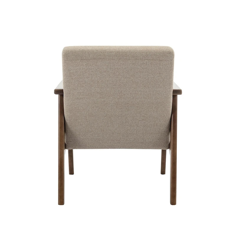 Fabric Accent Armchair with Rubberwood Legs