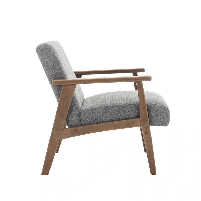 Fabric Accent Armchair with Rubberwood Legs