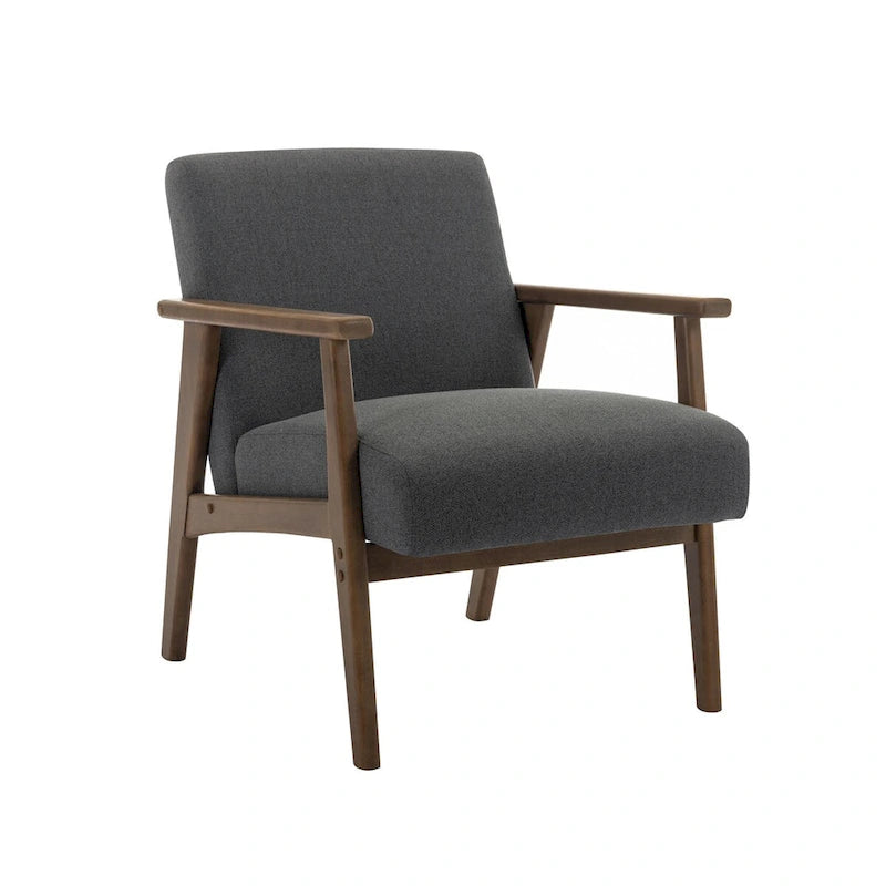 Fabric Accent Armchair with Rubberwood Legs