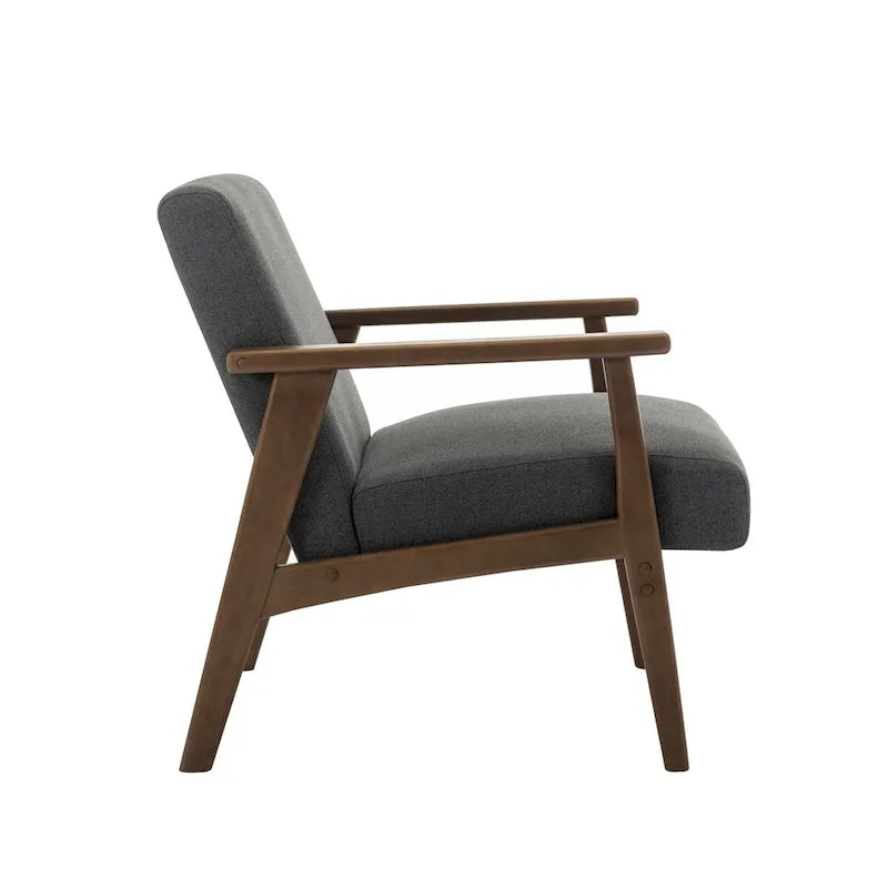 Fabric Accent Armchair with Rubberwood Legs