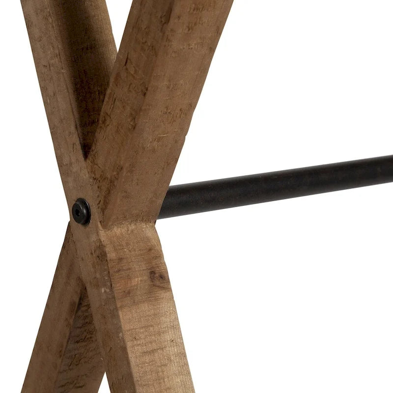 Farmhouse Wood & Metal Console Table with X-Cross Design