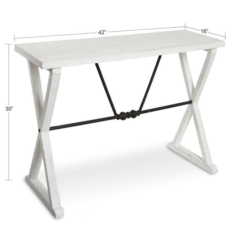 Farmhouse Wood & Metal Console Table with X-Cross Design
