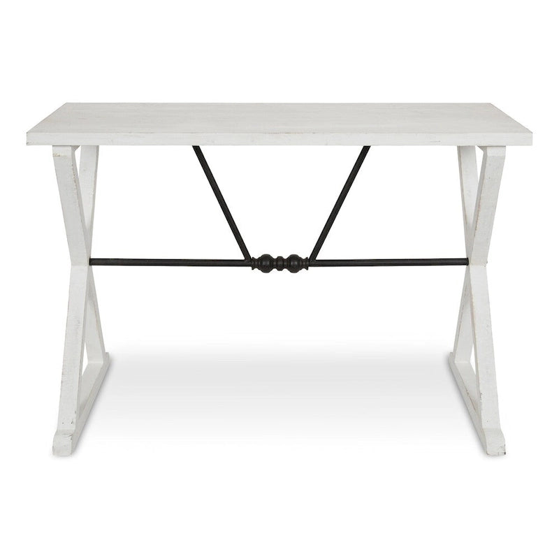 Farmhouse Wood & Metal Console Table with X-Cross Design