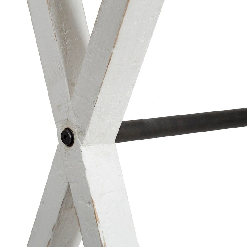 Farmhouse Wood & Metal Console Table with X-Cross Design