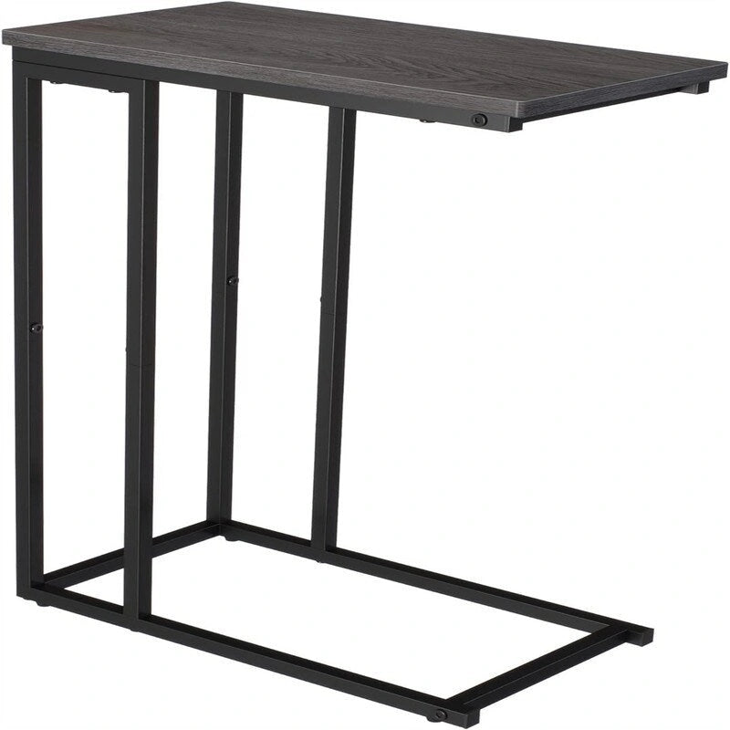 C-Shaped Side Table with Steel Frame for Sofa & Bed