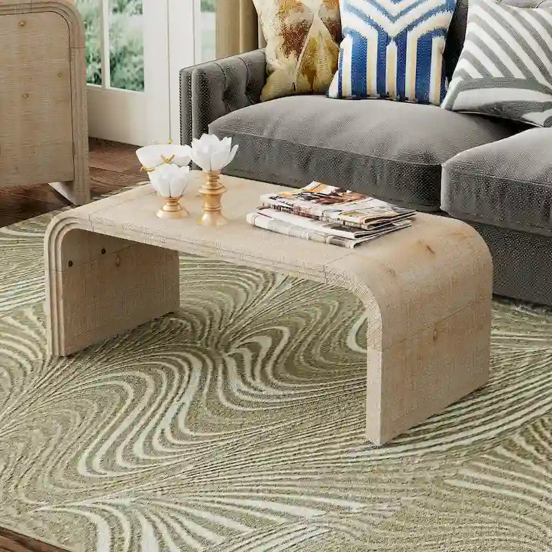 Art Deco Curved Coffee Table with Groove Detail
