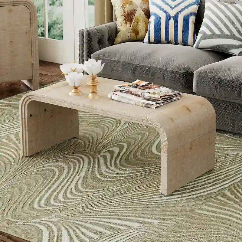 Art Deco Curved Coffee Table with Groove Detail