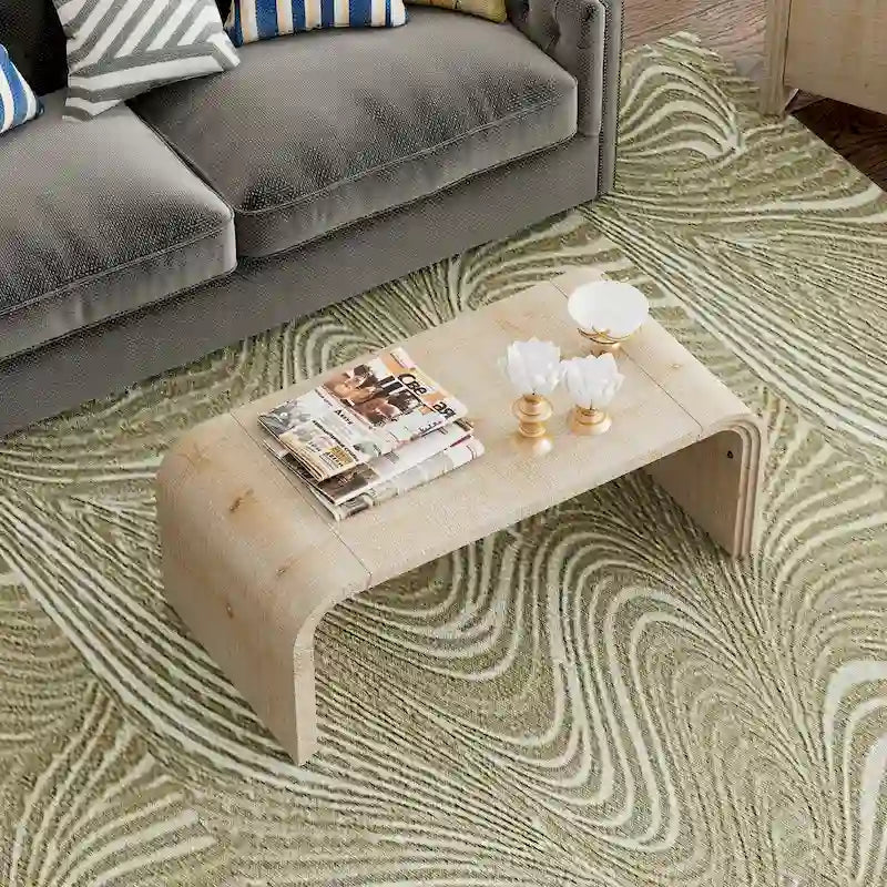 Art Deco Curved Coffee Table with Groove Detail