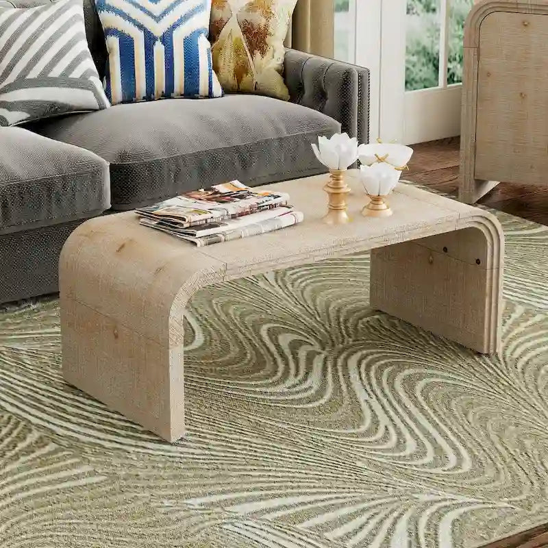 Art Deco Curved Coffee Table with Groove Detail