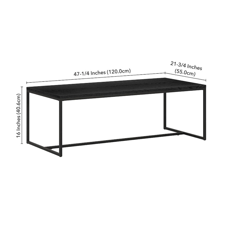 47" Rectangular Coffee Table with Faux Wood Top & Steel Frame