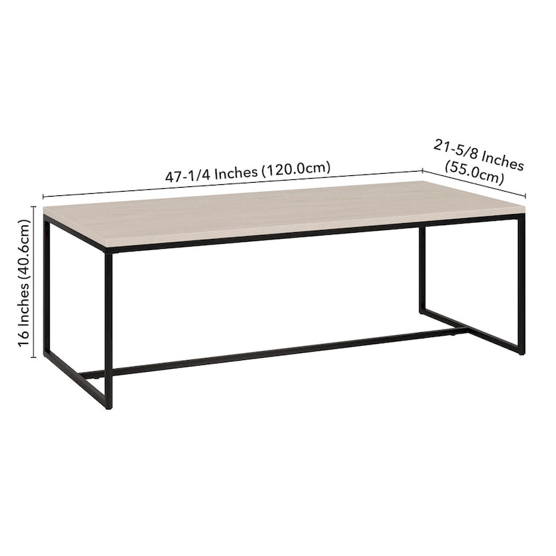47" Rectangular Coffee Table with Faux Wood Top & Steel Frame