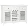 Coffee Bar Cabinet with 3 Drawers, 6-Bottle Wine Rack, Stemware Racks, Glass Door, Sideboard Cabinet, Wine Cabinet