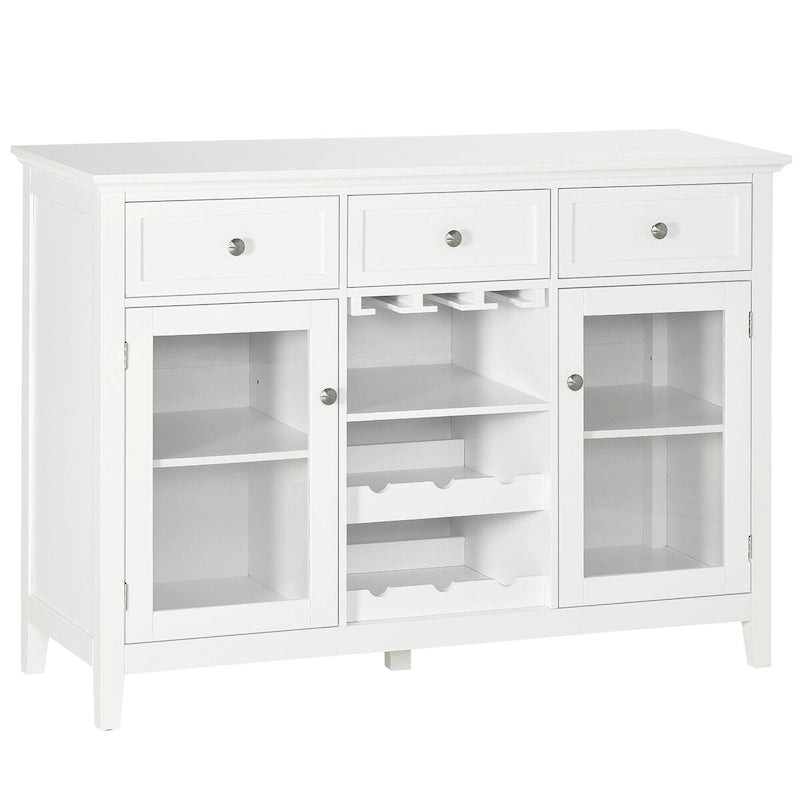 Coffee Bar Cabinet with 3 Drawers, 6-Bottle Wine Rack, Stemware Racks, Glass Door, Sideboard Cabinet, Wine Cabinet