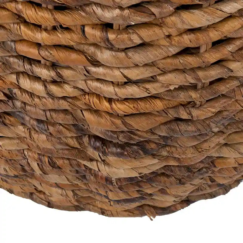 Woven Abaca Drum Accent Side Table in Natural Brown