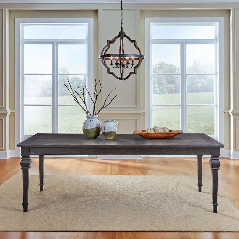 Saddle Brown Oak Extendable Dining Table