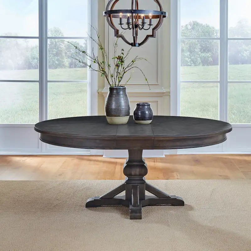 Saddle Brown Oak Extendable Dining Table