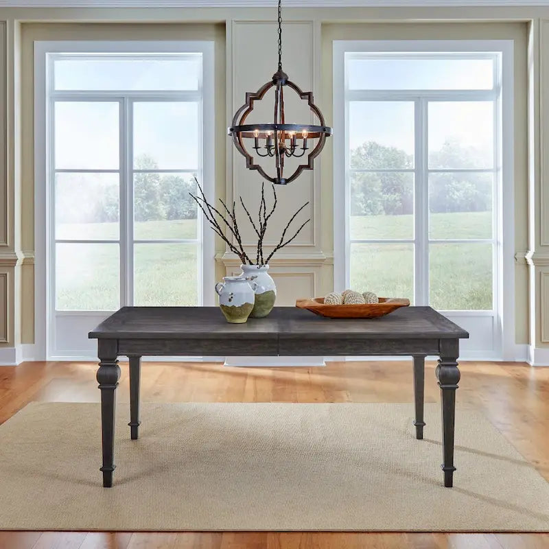 Saddle Brown Oak Extendable Dining Table