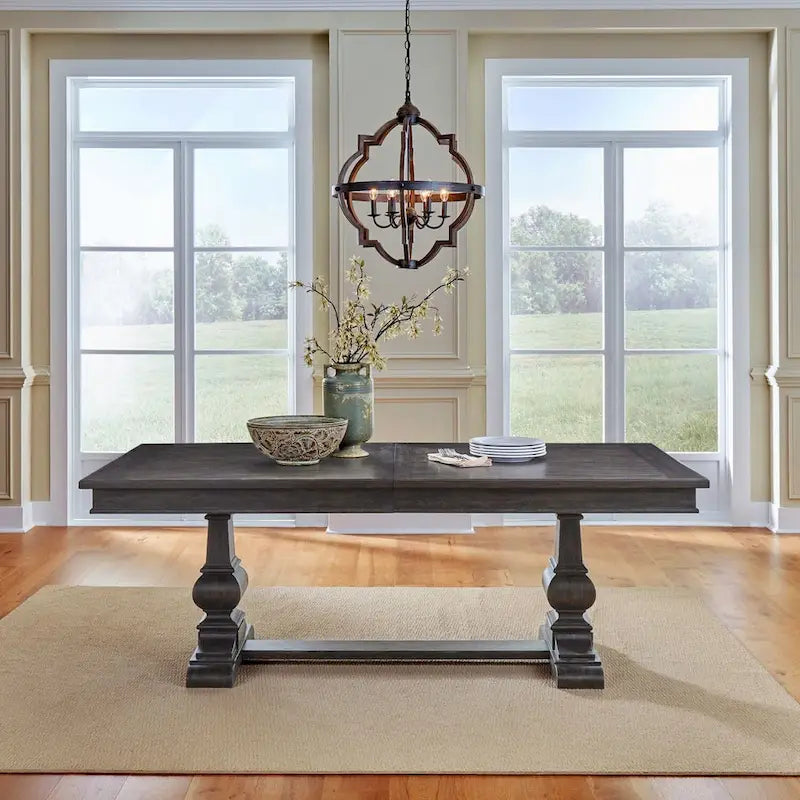 Saddle Brown Oak Extendable Dining Table