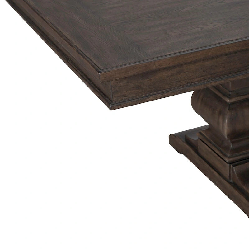 Saddle Brown Oak Extendable Dining Table