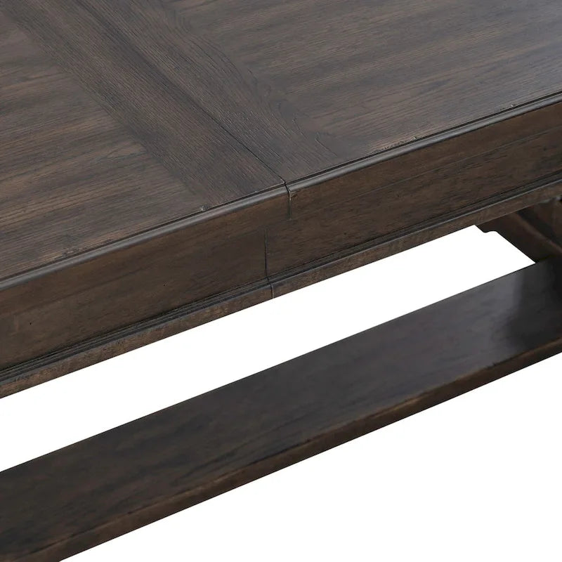 Saddle Brown Oak Extendable Dining Table