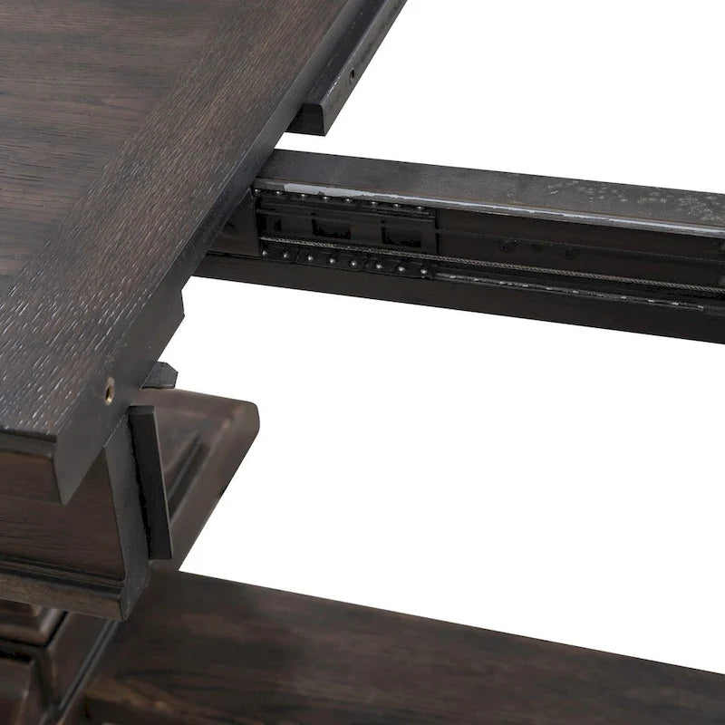 Saddle Brown Oak Extendable Dining Table