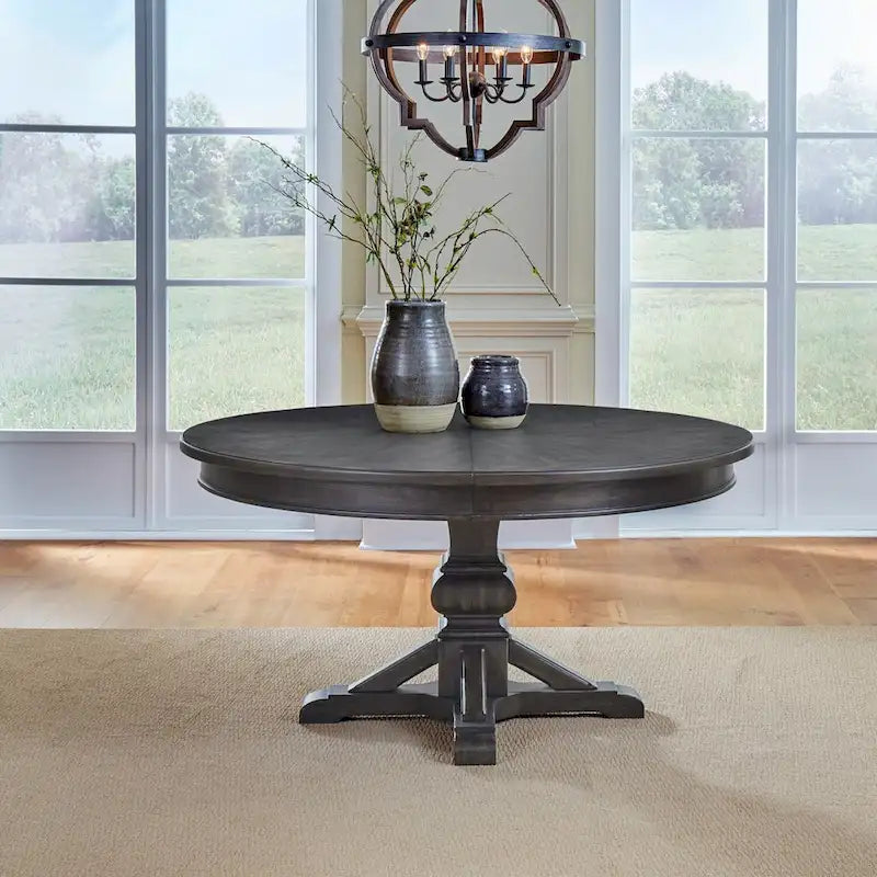 Saddle Brown Oak Extendable Dining Table