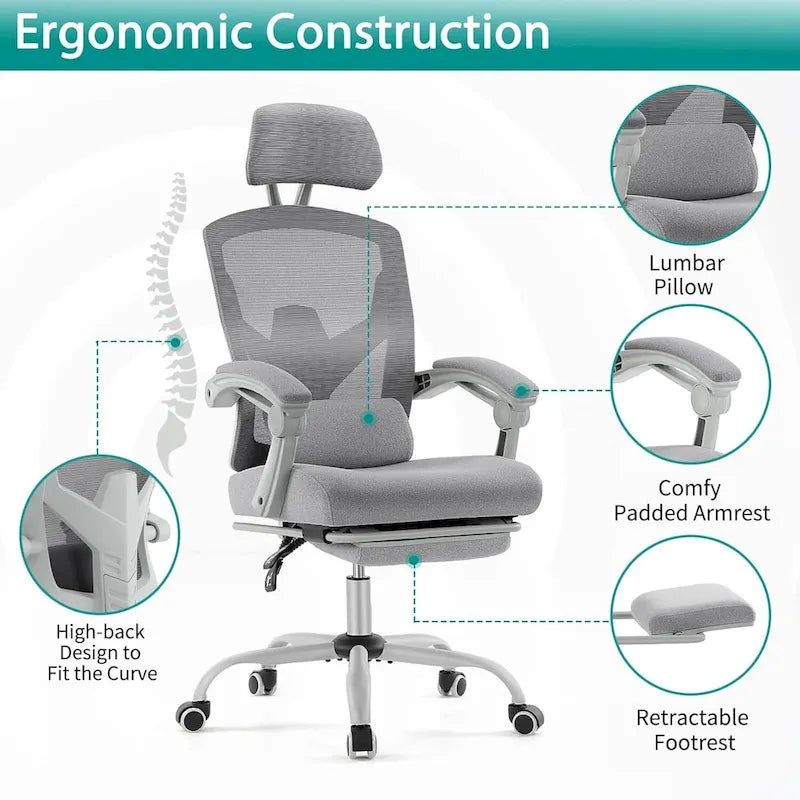 High-Back Reclining Gaming & Office Chair with Footrest