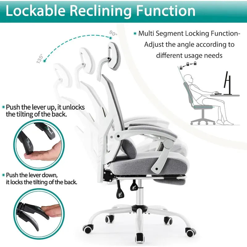 High-Back Reclining Gaming & Office Chair with Footrest