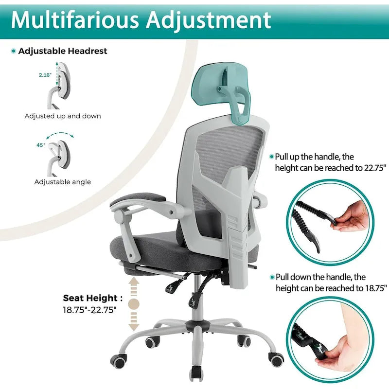 High-Back Reclining Gaming & Office Chair with Footrest