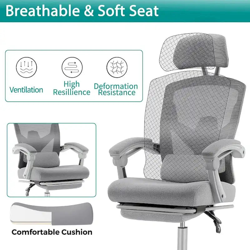 High-Back Reclining Gaming & Office Chair with Footrest