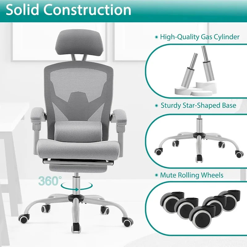 High-Back Reclining Gaming & Office Chair with Footrest