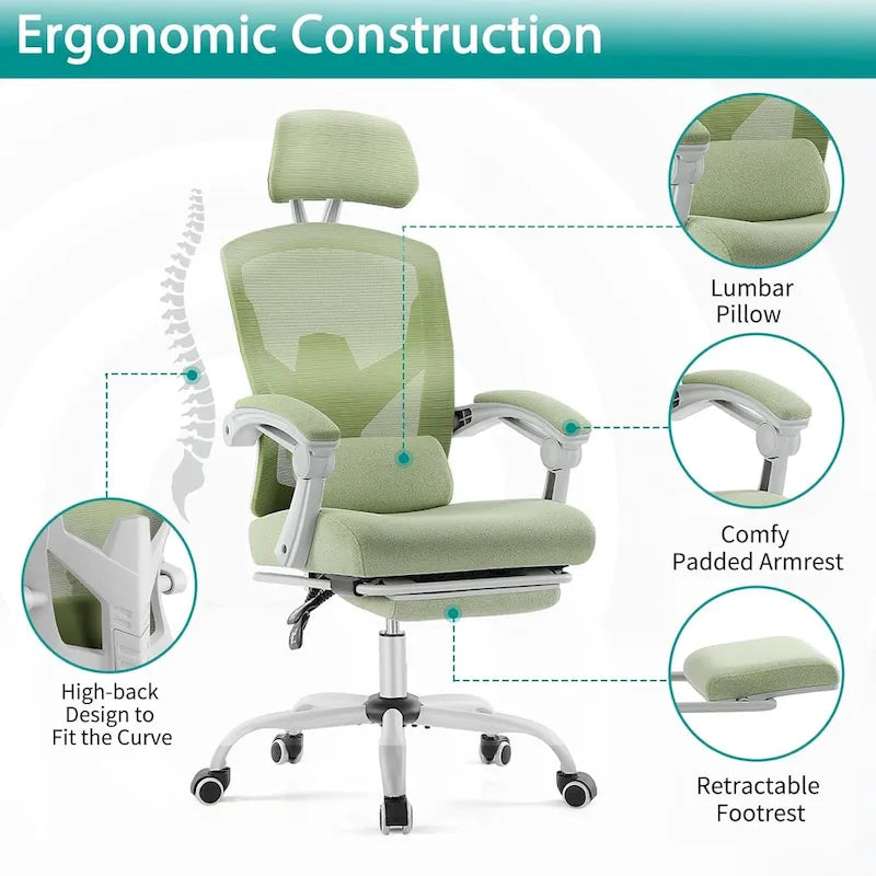 High-Back Reclining Gaming & Office Chair with Footrest