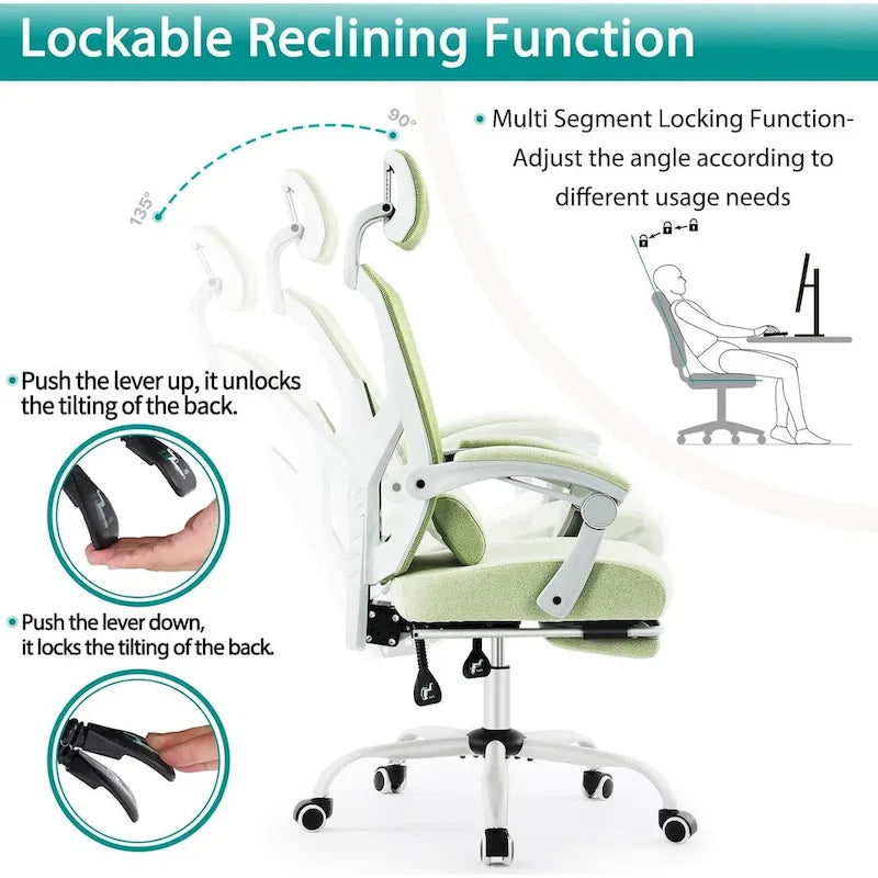 High-Back Reclining Gaming & Office Chair with Footrest