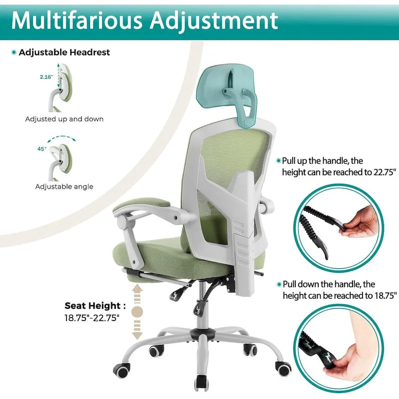 High-Back Reclining Gaming & Office Chair with Footrest