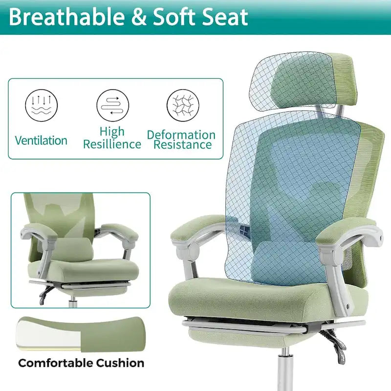 High-Back Reclining Gaming & Office Chair with Footrest