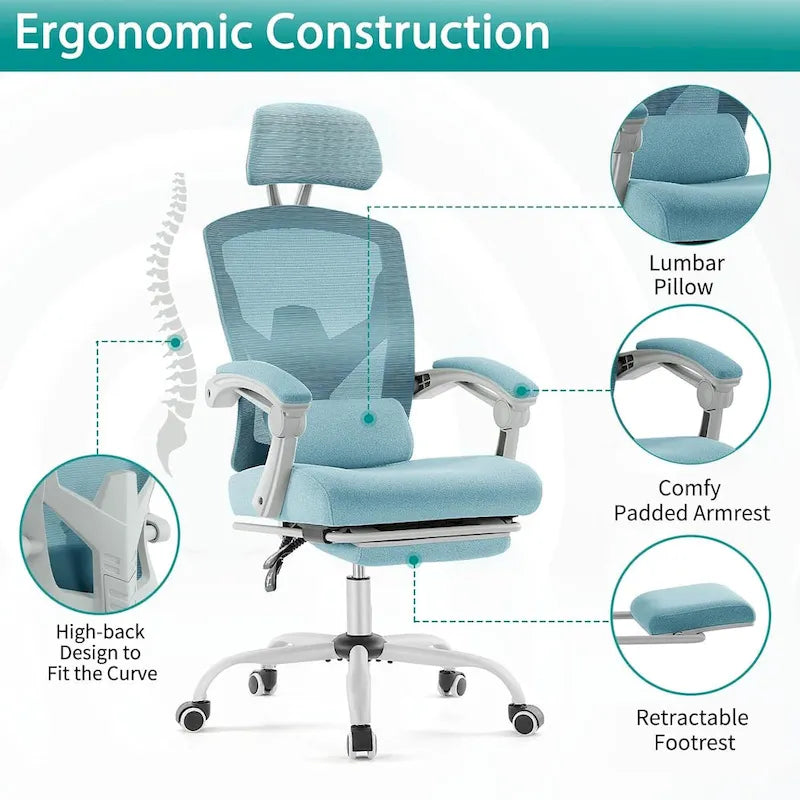 High-Back Reclining Gaming & Office Chair with Footrest