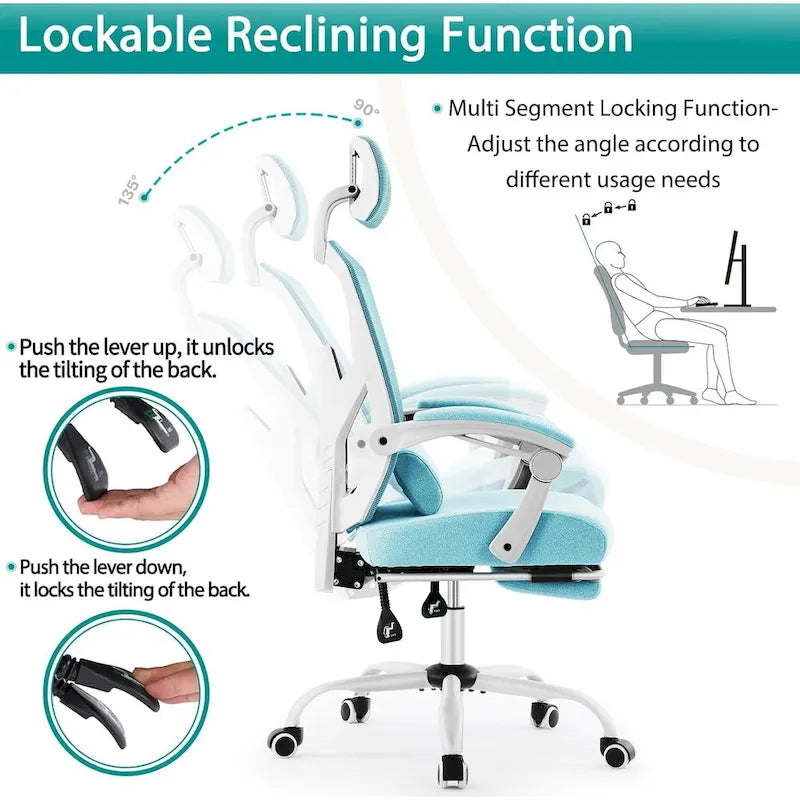 High-Back Reclining Gaming & Office Chair with Footrest