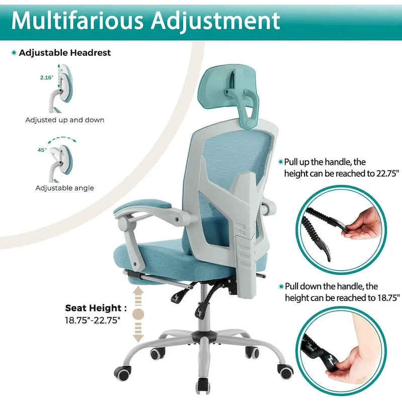 High-Back Reclining Gaming & Office Chair with Footrest