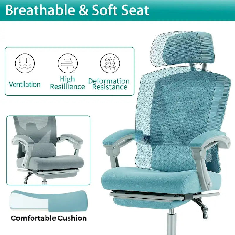 High-Back Reclining Gaming & Office Chair with Footrest