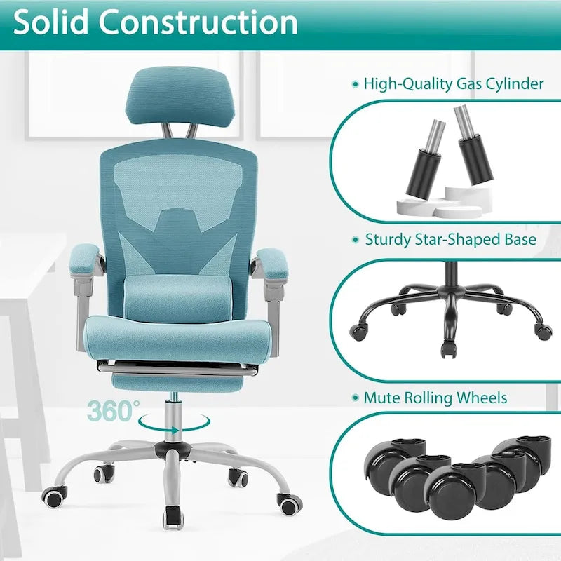 High-Back Reclining Gaming & Office Chair with Footrest