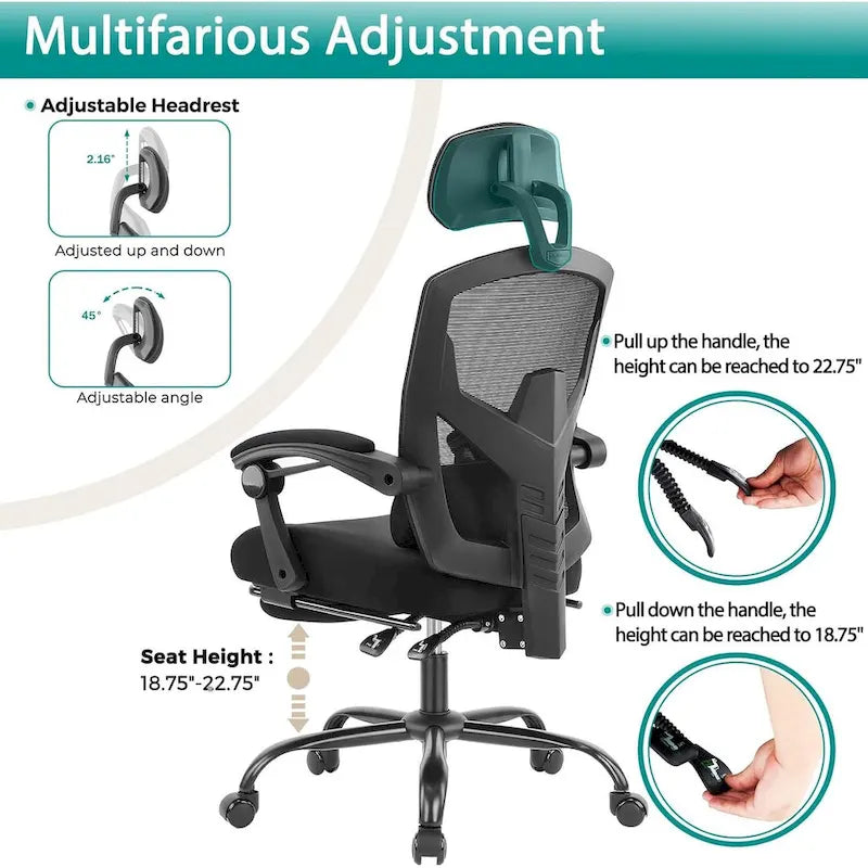 High-Back Reclining Gaming & Office Chair with Footrest