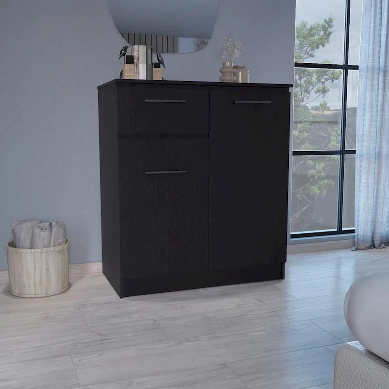 Compact Wood Dresser with Double-Door Cabinet & Drawer